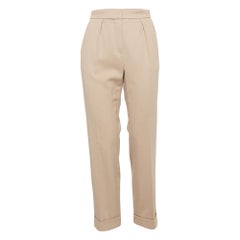 Max Mara Beige Felt Straight Leg Trousers M