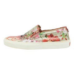 Gucci Multicolor Floral Print Coated Canvas Slip On Sneakers Size 39.5