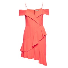 Alice + Olivia Neon Peach Orange Flounced Short Dress S