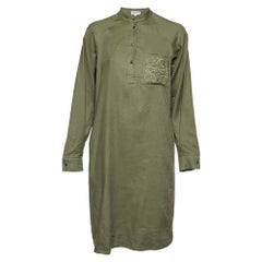 Loewe Sage Green Logo Embroidered Tunic Dress S