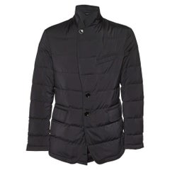 Tom Ford Black Synthetic Zip-Up Puffer Jacket XL