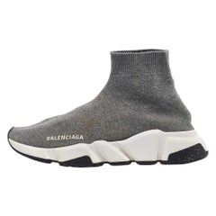 Balenciaga Grey Knit Fabric Speed Trainer Sneakers Size 38