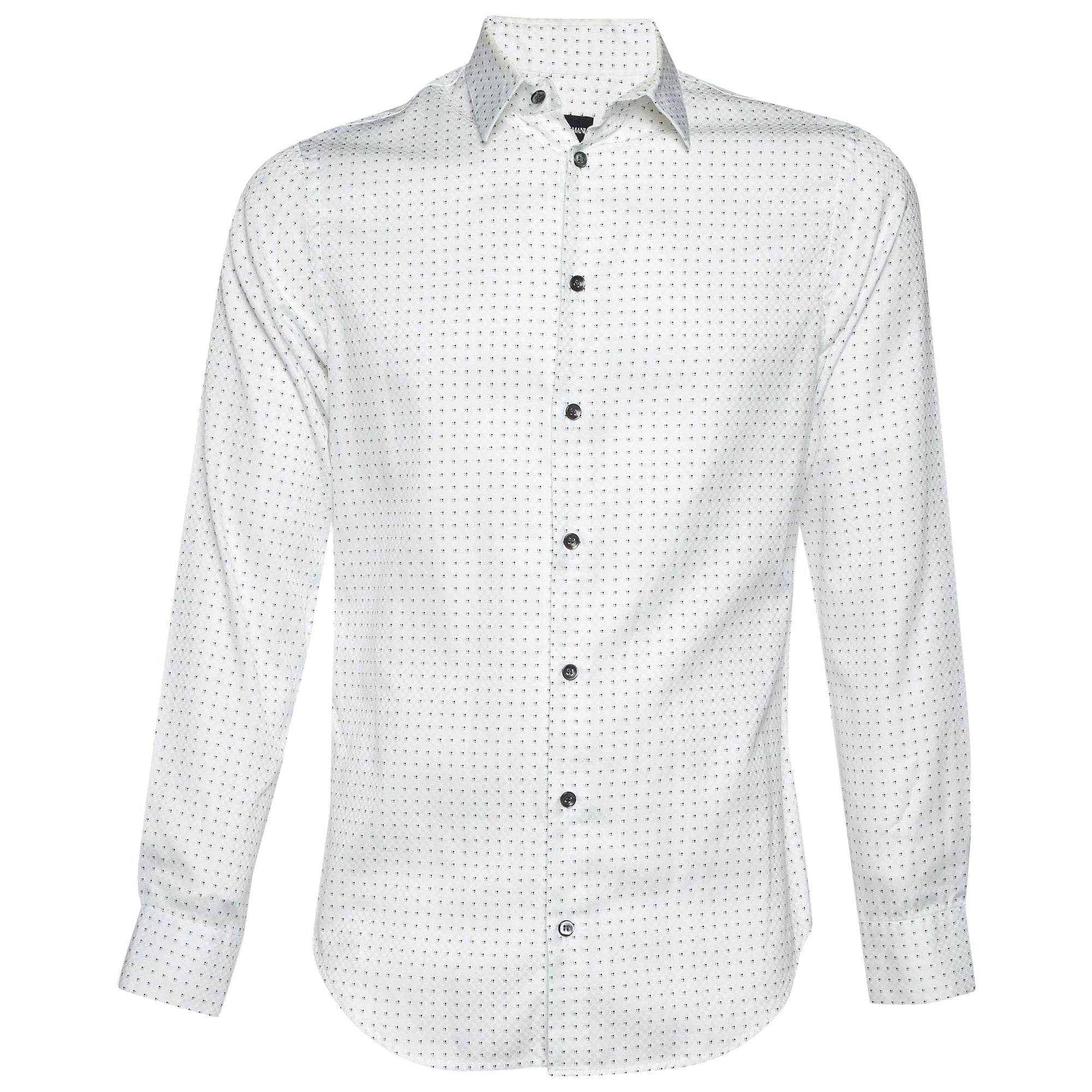 Giorgio Armani Camicia in cotone a fantasia bianca M. I.