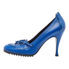 Balenciaga Blue Leather Loafer Pumps Size 41