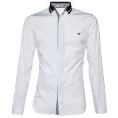 Dior Homme White Bug Embroidered Cotton Shirt M
