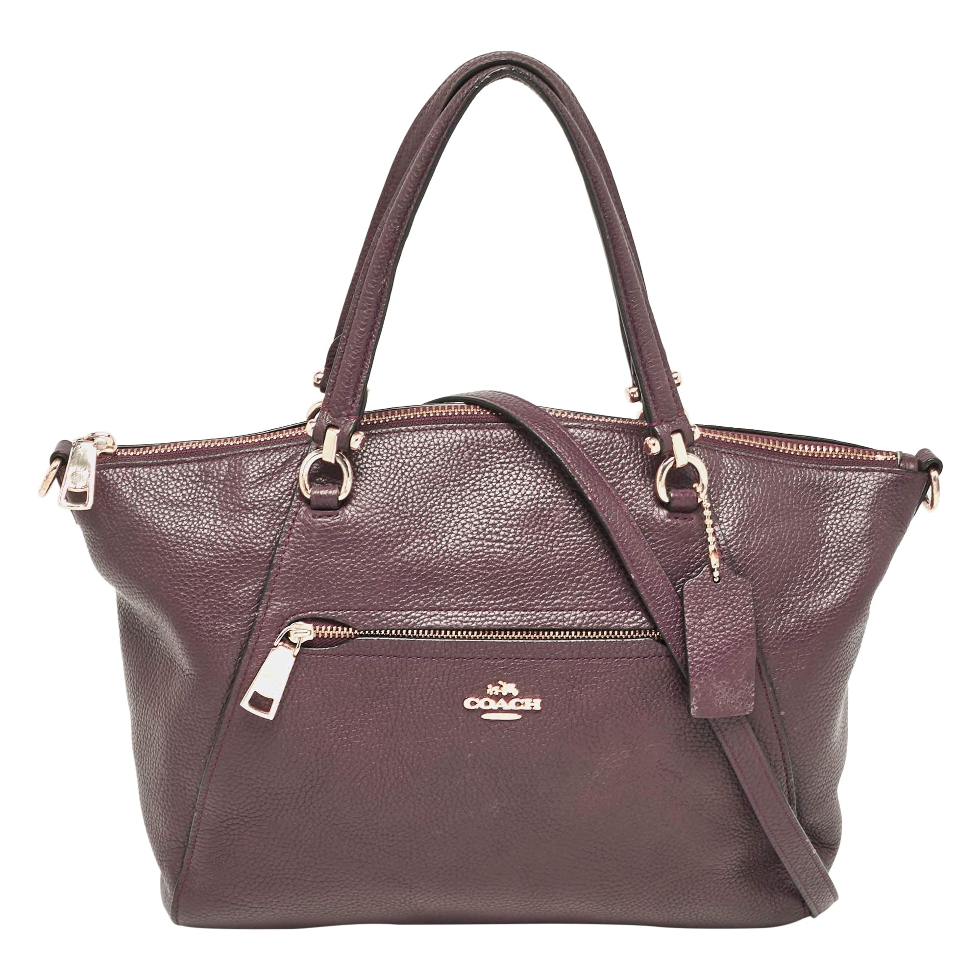Coach Purple Pebbled Leather Prairie Satchel