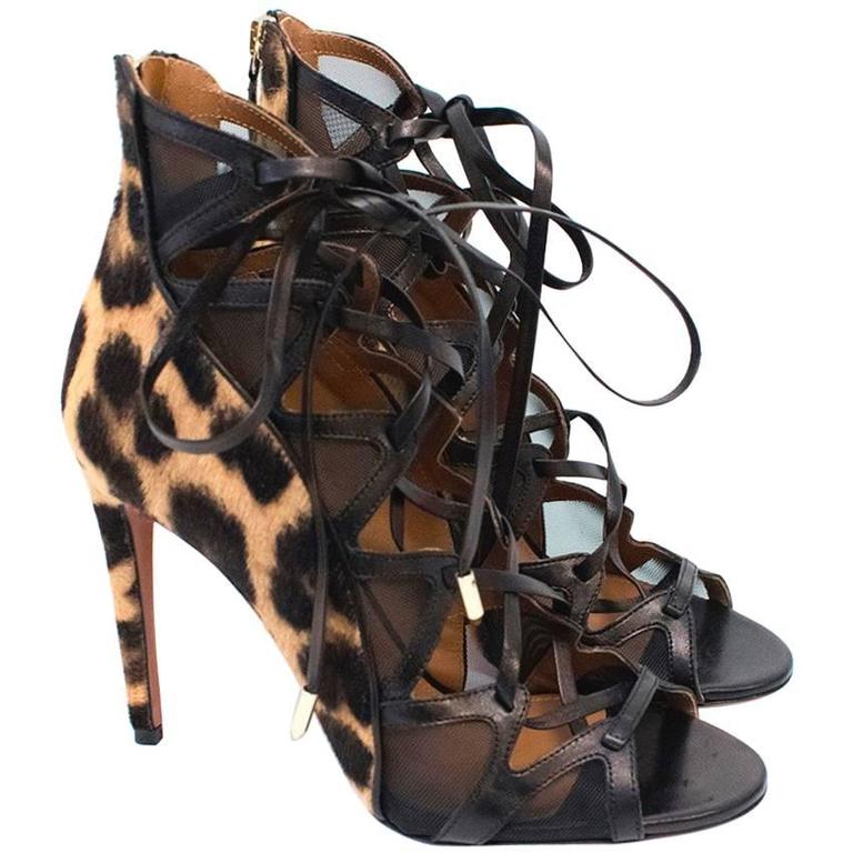 Aquazzura Pony Hair Leopard Print Heels For Sale at 1stDibs