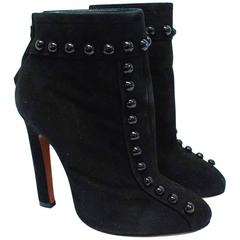 Alaia Black Suede Studded Ankle Boots 