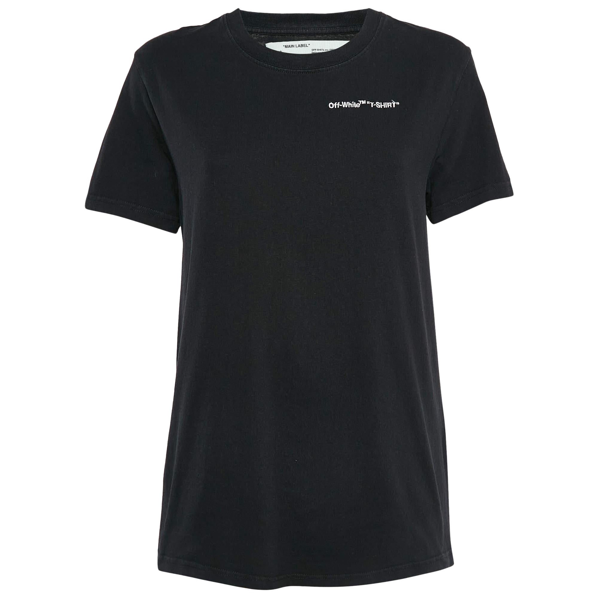 Camiseta cuello redondo bordada con logotipo negro Off-White S