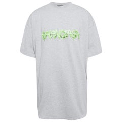 T-shirt Balenciaga surdimensionné en jersey de coton imprimé logo gris L