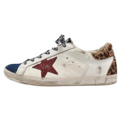 Golden Goose Multicolor Calf Leather Denim Super Star Lace Up Sneakers Size 39