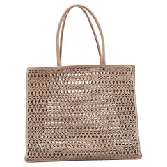 Tote aperta in pelle laserata beige di Alaia