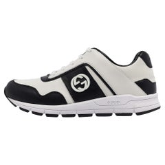 Gucci Black/White Leather Interlocking G Sneakers Size 37