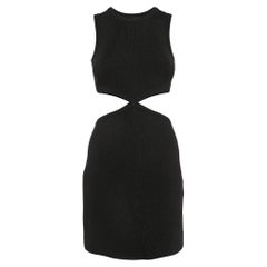 Maje Black Lurex Rib Knit Cut Out Detail Bodycon Dress S