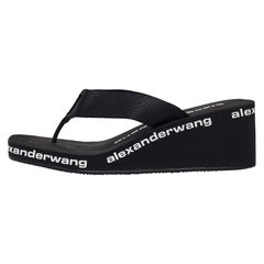 Alexander Wang - Sandales à plateforme Thong en toile noire, taille 37