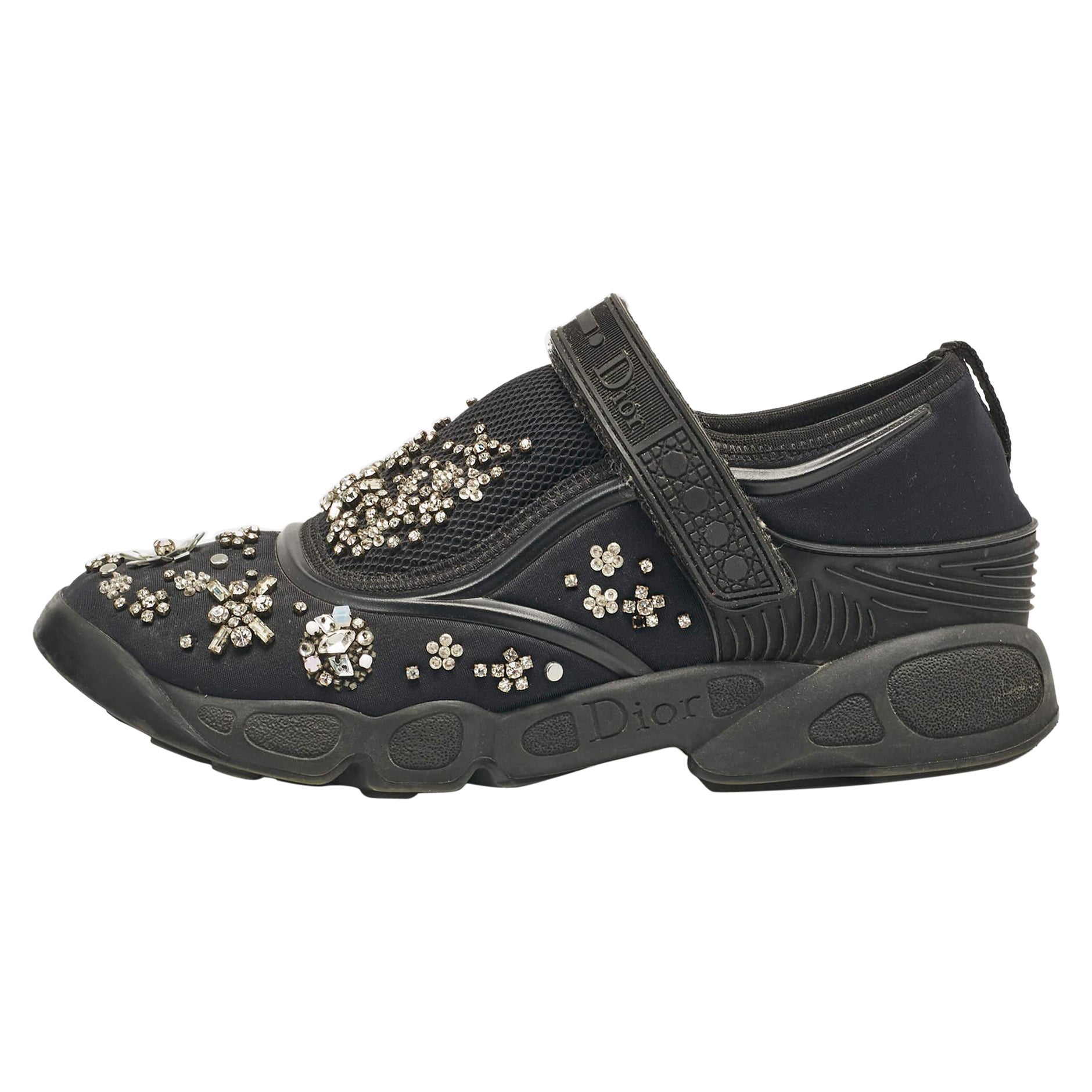Dior Black Mesh and Neoprene Fusion Low Top Sneakers Size 39