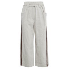 Brunello Cucinelli Culotte de algodón con raya lateral Monili Blanco roto S