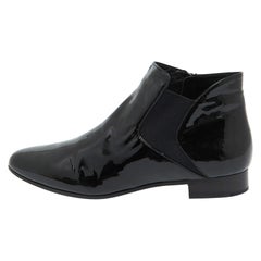 Miu Miu Black Patent Leather Ankle Length Boots Size 41.5