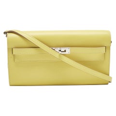 Hermès Jaune Citron Evercolor Leather Kelly To Go Wallet