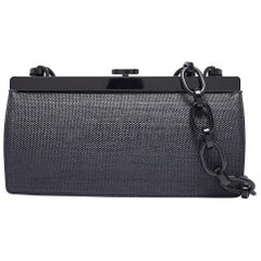 Escada Bolso de hombro con cadena y marco de rafia azul marino