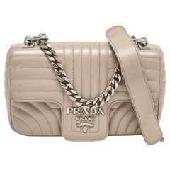 Prada Grey Diagramme Leather Flap Crossbody Bag