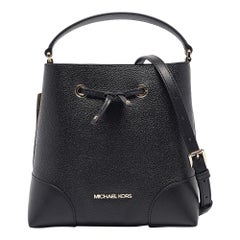Michael Kors Black Leather Medium Mercer Bucket Bag