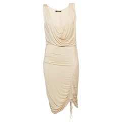 Roberto Cavalli Vestido midi con lazada en jersey crema M