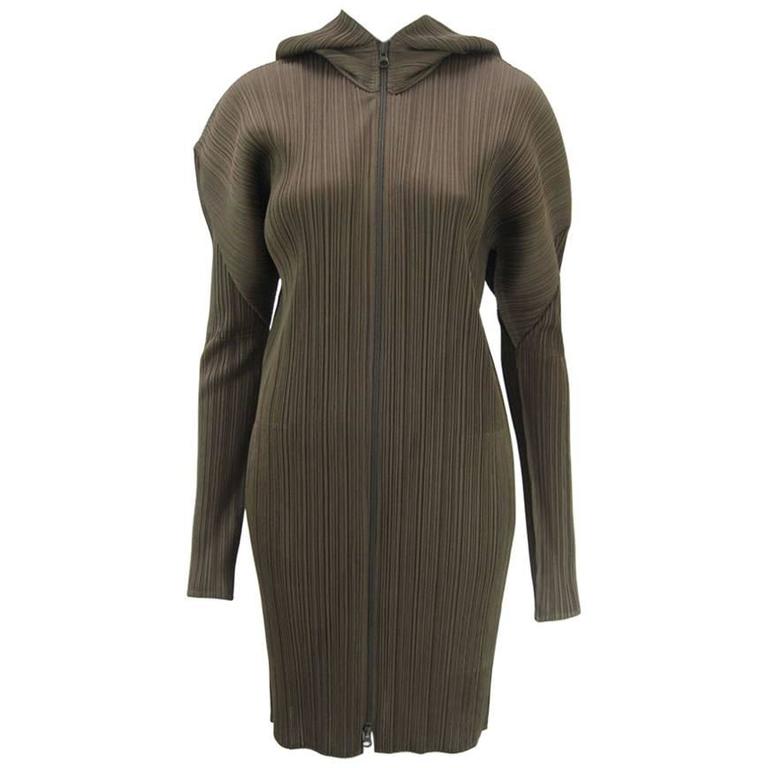 Issey Miyake Pleats Please Hooded Coat For Sale at 1stDibs