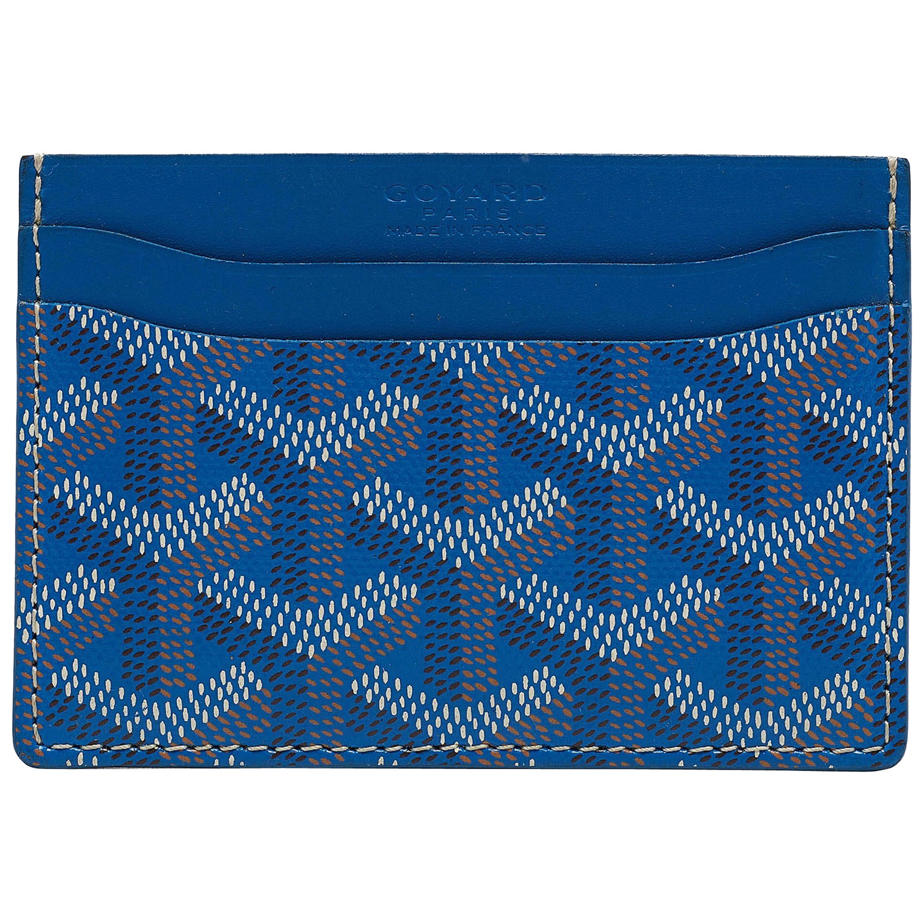 Goyard Blue Goyardine Coated Canvas and Leather Saint Sulpice Card Holder For Sale