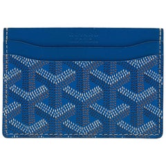 Goyard Porte-cartes Saint Sulpice en toile et cuir enduite Goyardine bleue