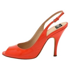 D.G. Sandali Peep Toe Slingback in vernice arancione taglia 38