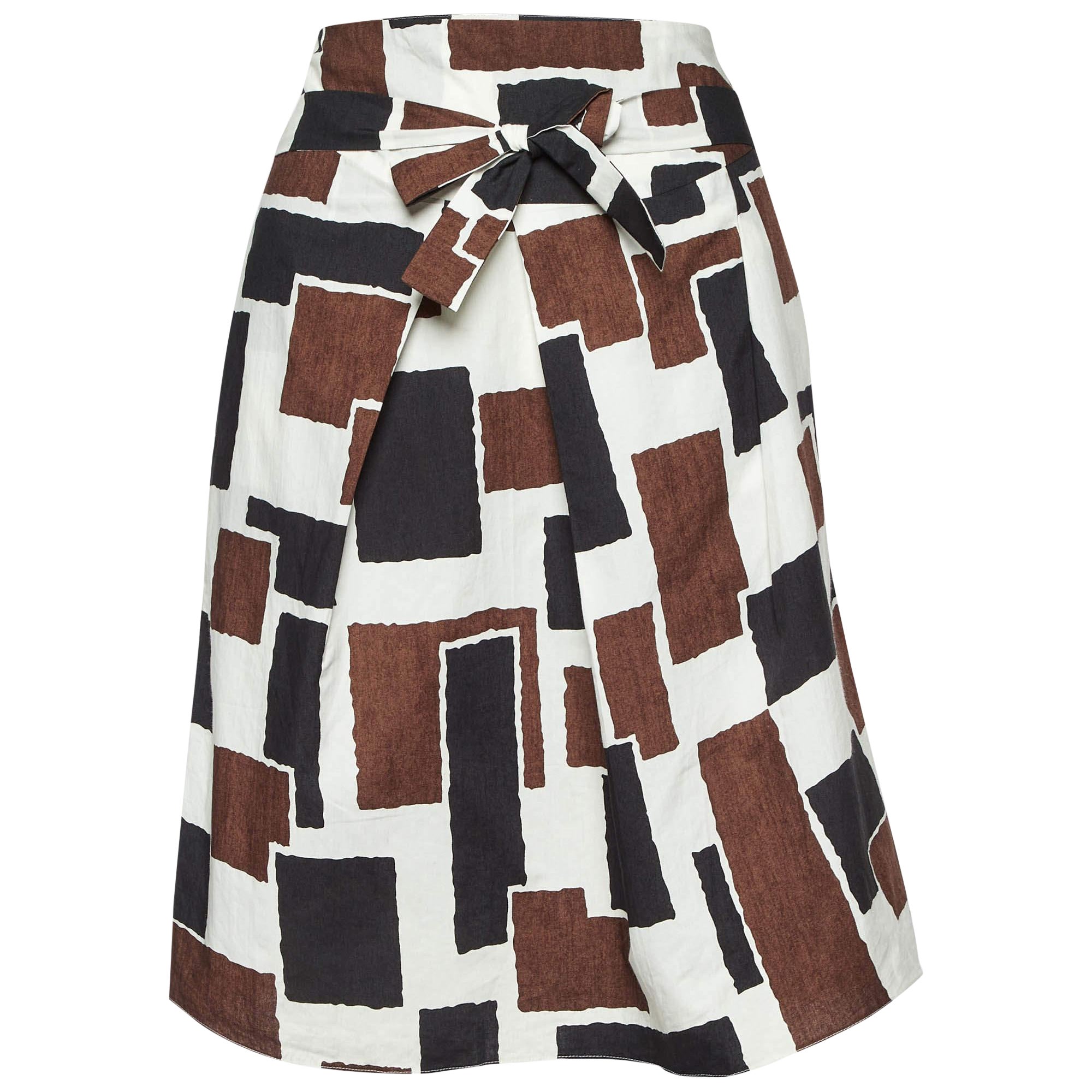 Marni Multicolor Printed Tie-Up Waist Detail Mini Skirt S For Sale