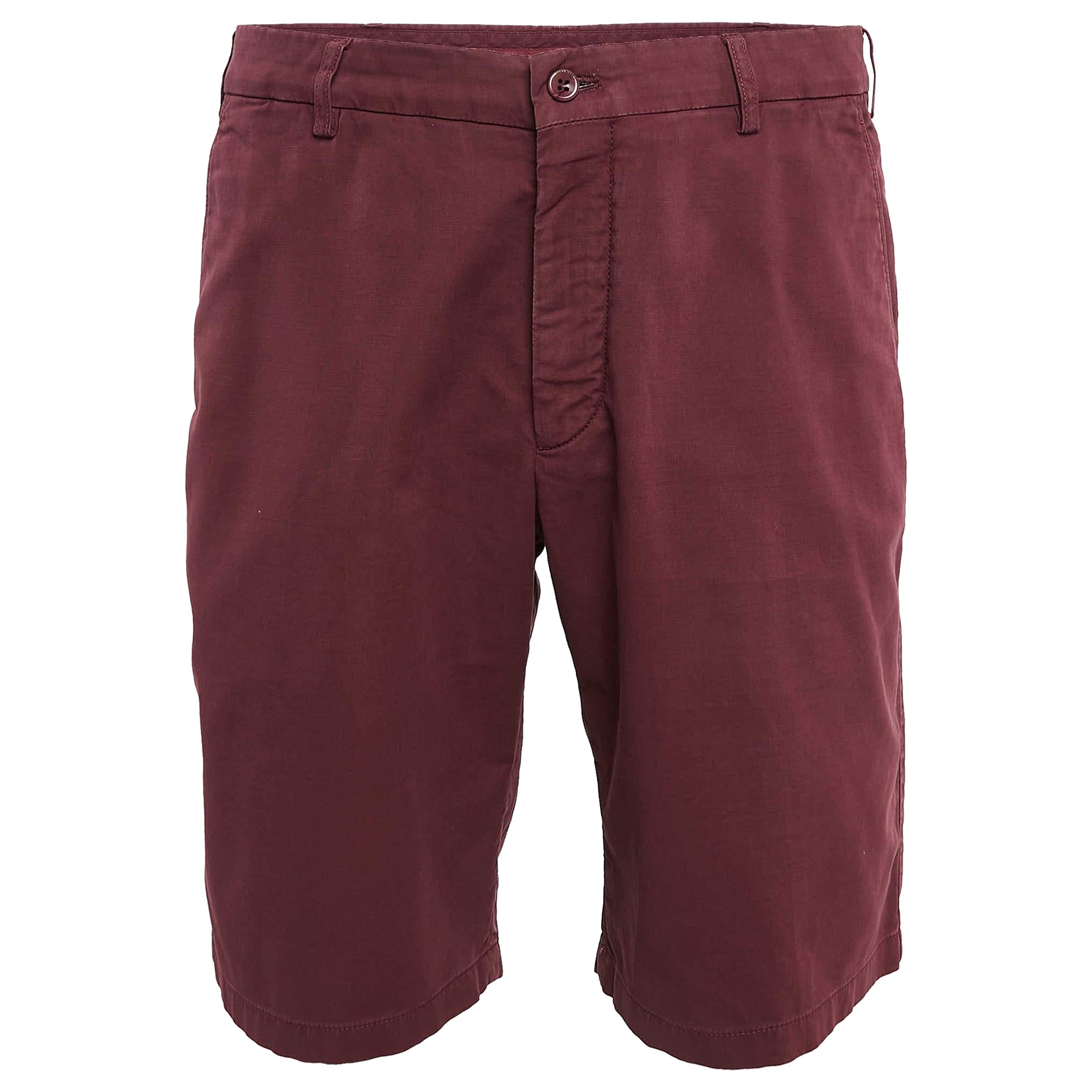 Loro Piana Burgundy Cotton Chino Shorts XXL