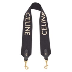 Borsa a tracolla in tela e pelle con logo nero di Celine
