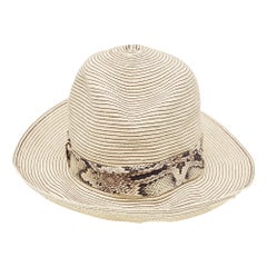 Roberto Cavalli Cream Straw Fedora Hat