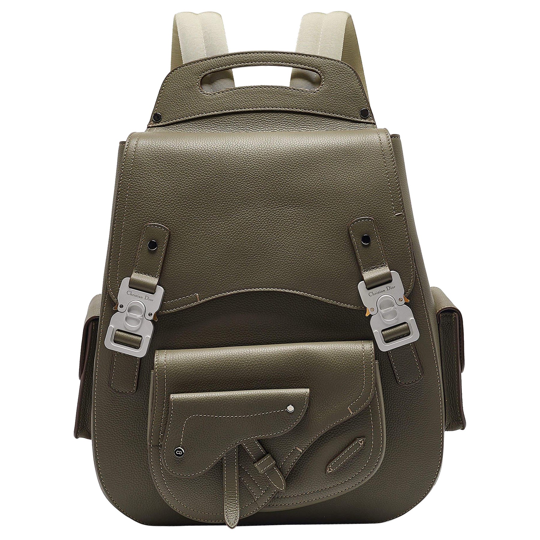 Dior Khaki Green Leather Maxi Gallop Backpack