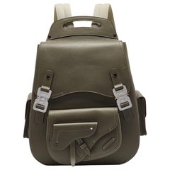 Dior Khaki Green Leather Maxi Gallop Backpack