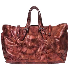 Tote Bag aus Metallic-Rot-Python von Bottega Veneta