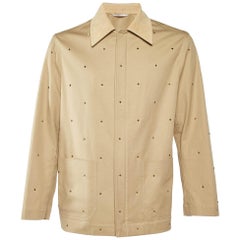 Valentino Giacca con zip in cotone borchiato beige M. I.