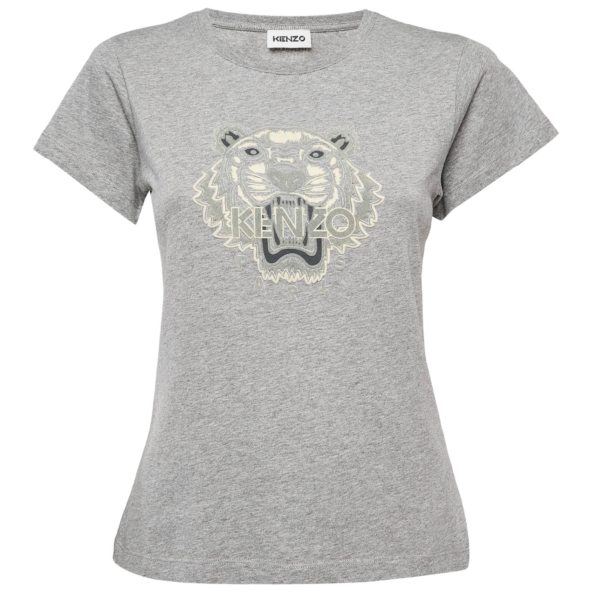 T-shirt Kenzo gris imprimé tigre floqué S