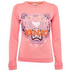 Kenzo Pink Tiger Logo Embroidered Cotton Knit Sweatshirt XS