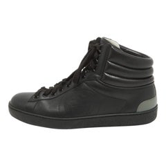 Gucci Schwarz/Grau Leder GG Ace High Top Sneakers Größe 40