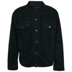 Balenciaga Navy Blue Embroidered Denim Jacket S