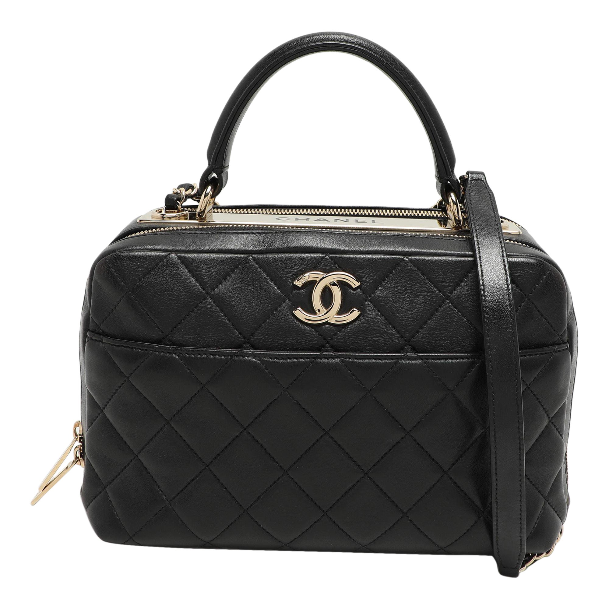 Chanel Borsa Bowling Media Trendy CC in pelle trapuntata nera