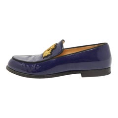 Christian Louboutin Blue Patent Leather Laperouza Loafers Size 38