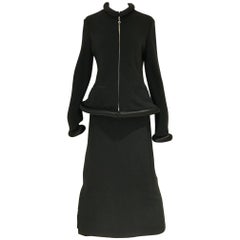 90s Jean Paul Gaultier black tube jacket and skirt set