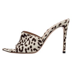 Gianvito Rossi Sandali Elle in pelle di vitello con stampa leopardata bianca/marrone misura 37