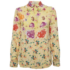 Etro Yellow Floral Silk Full Sleeve Shirt M