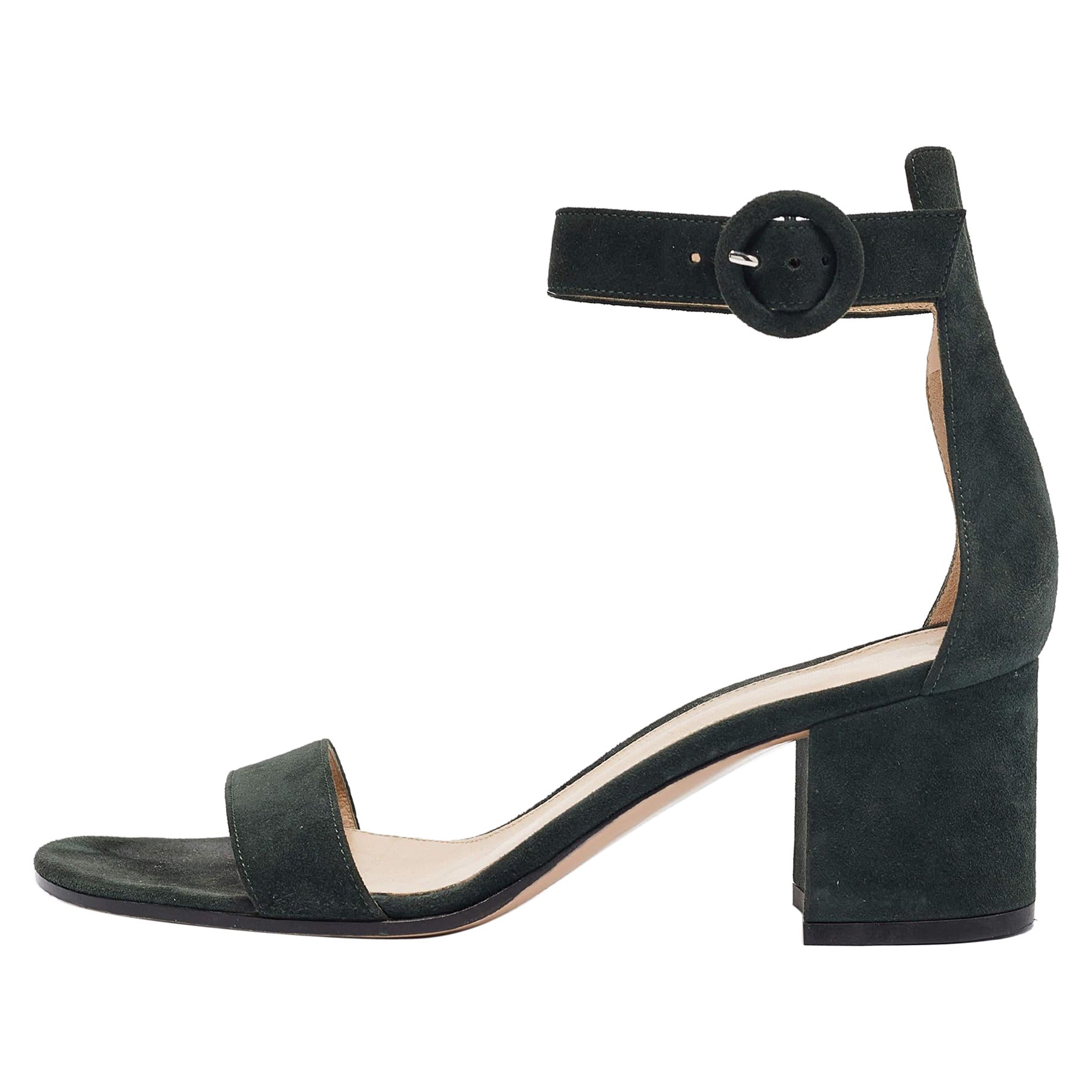 Gianvito Rossi - Sandales Versilia en daim vert foncé taille 38