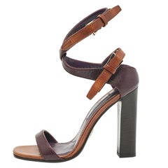 Prada Lila/Braun Leder Riemchensandalen Größe 36